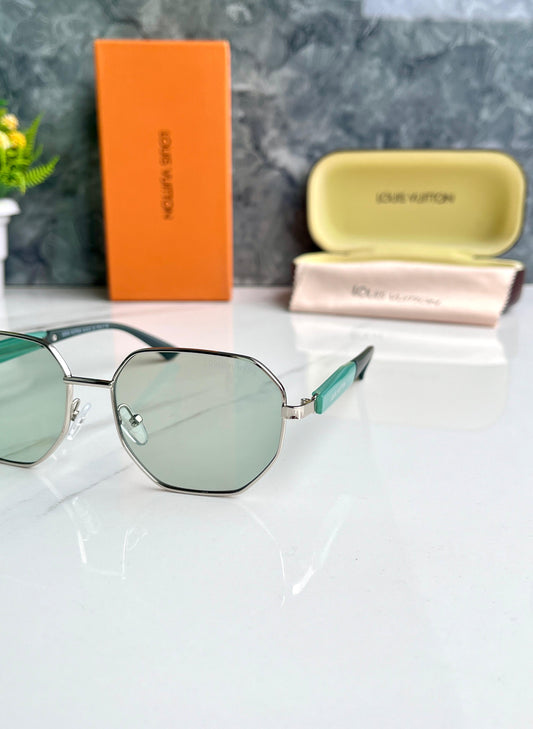 Louise Vuitton inspired green rimless sunglasses