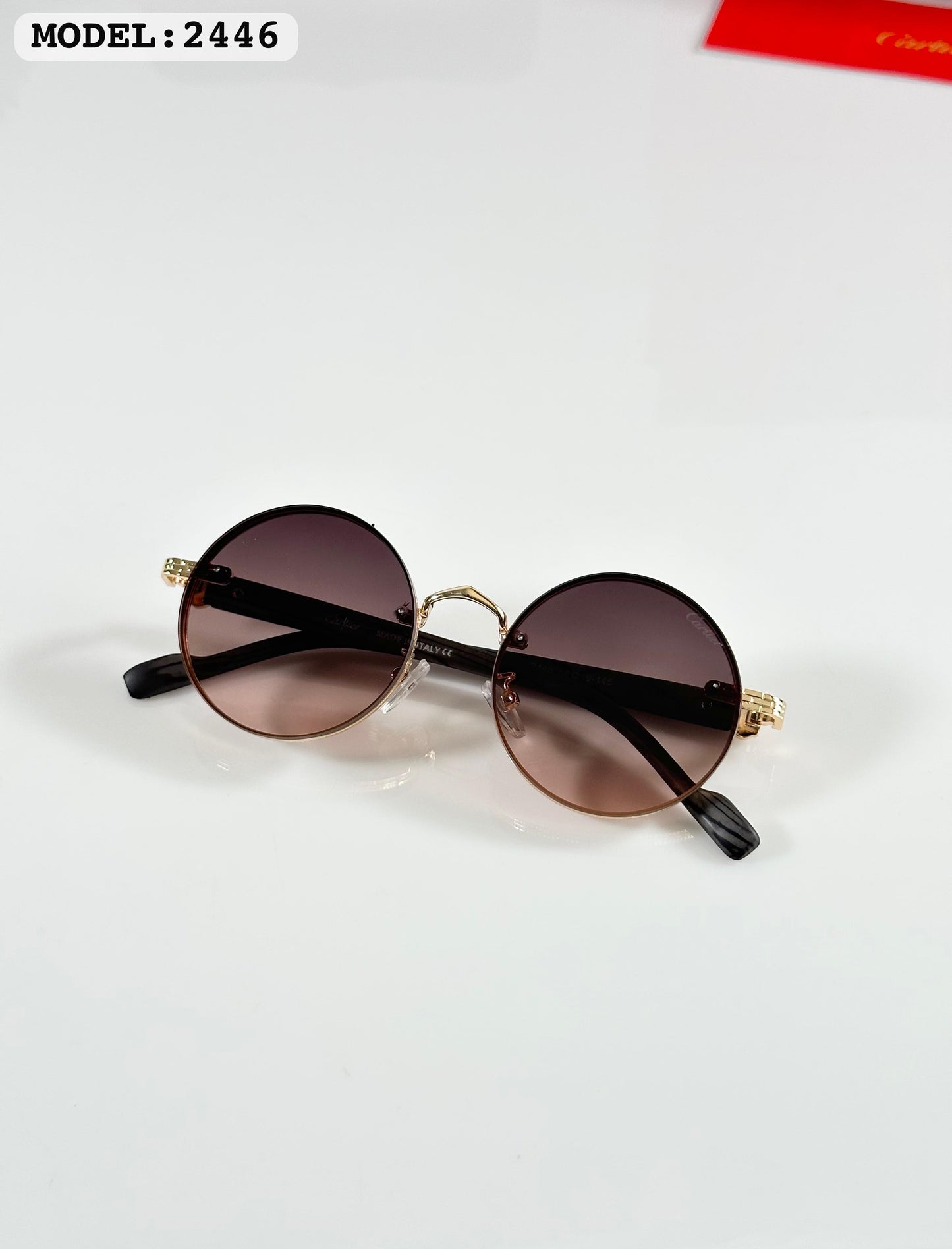 Cartier Inspired Luxury Rimless Sunglasses – Classic Gold Detailing & UV Protection