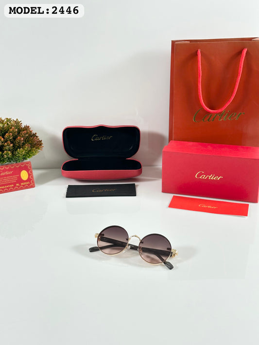 Cartier Inspired Luxury Rimless Sunglasses – Classic Gold Detailing & UV Protection