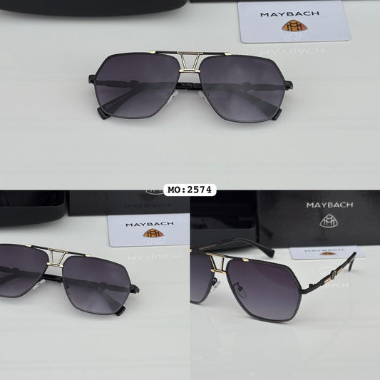 Maybach Inspired Premium Rimless Sunglasses – Luxury Gold Detailing & UV Protection
